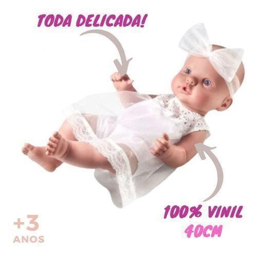 Imagem de Boneca Bebe Baby Reborn Rose Ring Modelo Batizado De 40 Cm