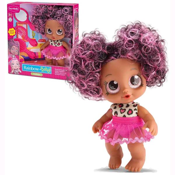 Imagem de Boneca Bebê Bambola Rainbow Baby Negra Infantil 