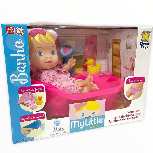 Imagem de Boneca Bebe Banho Banheira Brinquedo Meninas Ducha C/ Água