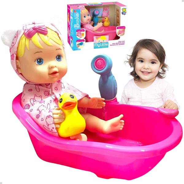 Imagem de Boneca Bebe Banho Banheira Brinquedo Meninas Ducha C/ Água