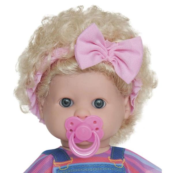 Imagem de Boneca Bebê Brinquedo Danadinha Cabelo Crespo Loira 34cm