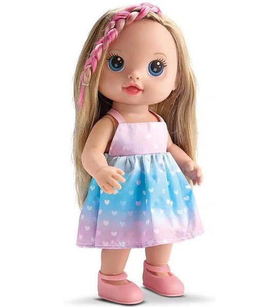 Boneca Bebê Cabelo Fashion Vestido e Trancinha Rosa Bambola Imagem de Boneca Bebê Cabelo Fashion Vestido e Trancinha Rosa Bambola