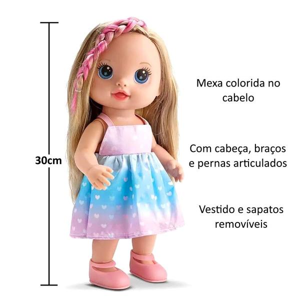 Boneca Bebê Cabelo Fashion Vestido e Trancinha Rosa Bambola Imagem de Boneca Bebê Cabelo Fashion Vestido e Trancinha Rosa Bambola