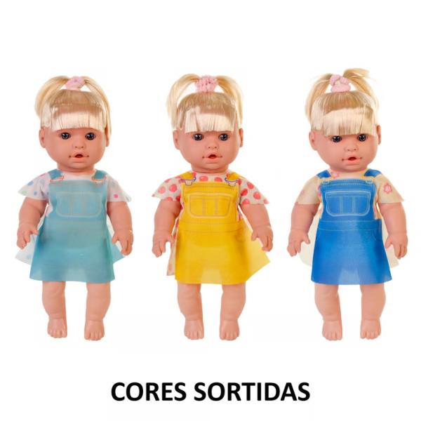 Imagem de Boneca Bebê Cabelo Loiro Coleção Danadinha C/ Carrinho Rosa