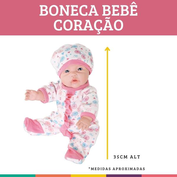 Imagem de Boneca Bebê Coração Menina Fofinha Roupinha Linda Milk