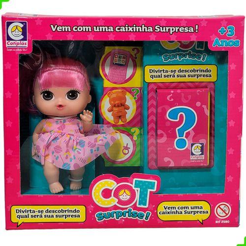 Imagem de Boneca Bebê Cot Surprise Rosa 18Cm