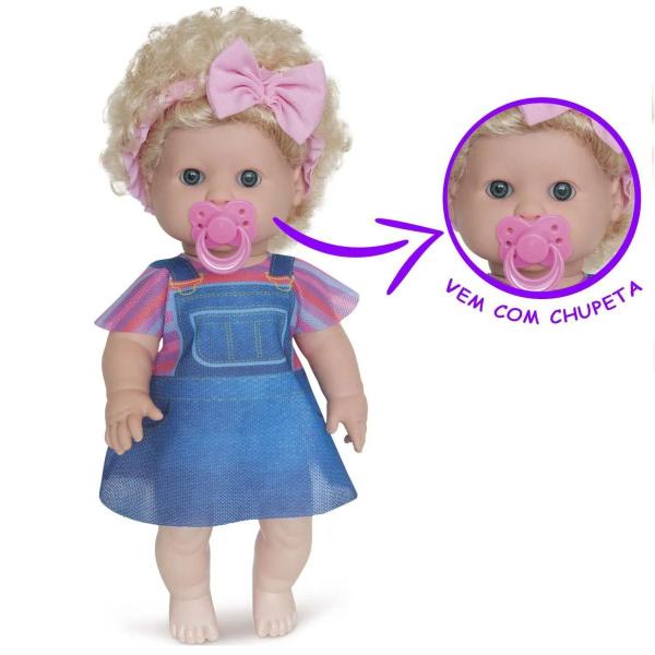 Boneca Bebê Danadinha Cabelo Crespo Loiro + Carrinho e Bolsa - Milk Brinquedo Imagem de Boneca Bebê Danadinha Cabelo Crespo Loiro + Carrinho e Bolsa