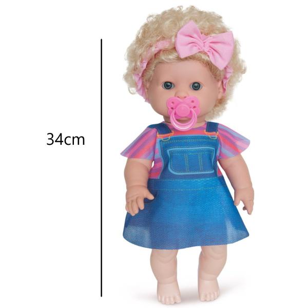Boneca Bebê Danadinha Cabelo Crespo Loiro + Carrinho e Bolsa - Milk Brinquedo Imagem de Boneca Bebê Danadinha Cabelo Crespo Loiro + Carrinho e Bolsa