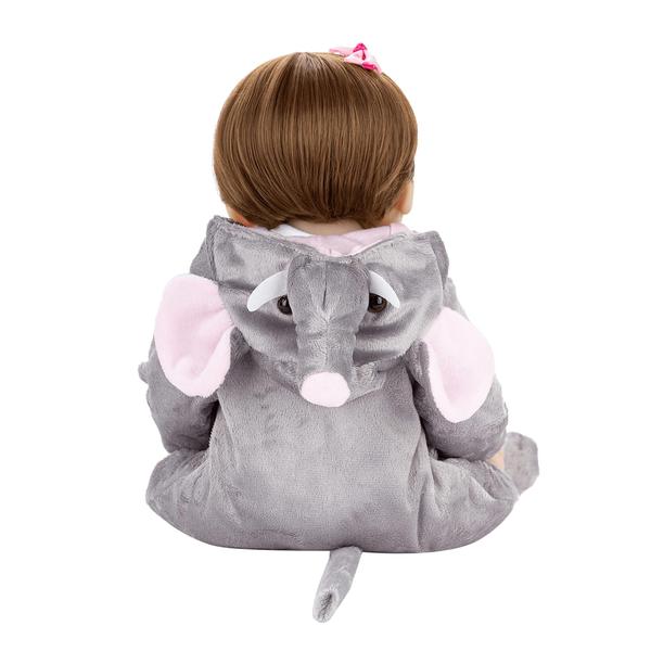 Imagem de Boneca Bebê Elefantinha Articulada 48cm PVC Acessórios