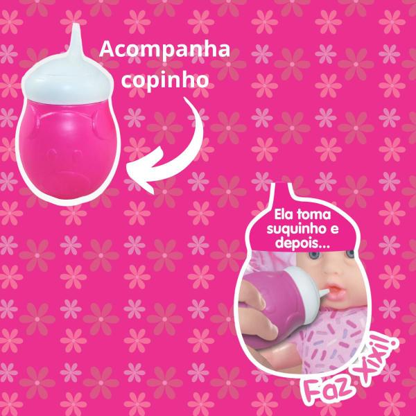 Imagem de Boneca Bebê Faz Xixi Com Mamadeira Articulada Em Vinil 28cm Para Meninas Brinquedos Sid-Nyl