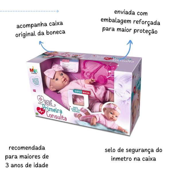 Imagem de Boneca bebe fofa bebe com acessorios medica bonequinha fofinha bb bonecona bebezao nenem brinquedo