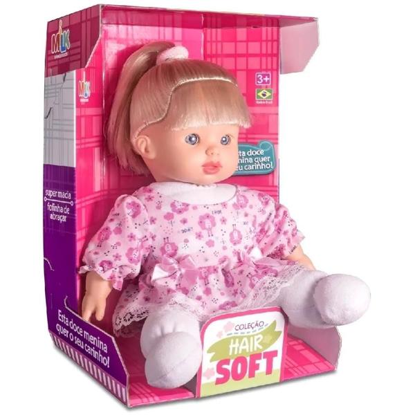 Imagem de Boneca Bebê Hair Soft Neném 28 cm Menina Super Macia