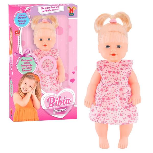 Imagem de Boneca Bebê Menina Criança Bibia Frases Brinquedo Com Voz - Mister Brinque