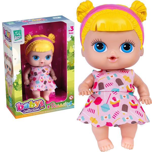 Imagem de Boneca Bebê Menina Loira Baby's Collection Mini Passeio Brinquedo Presente Para Meninas - Super Toys