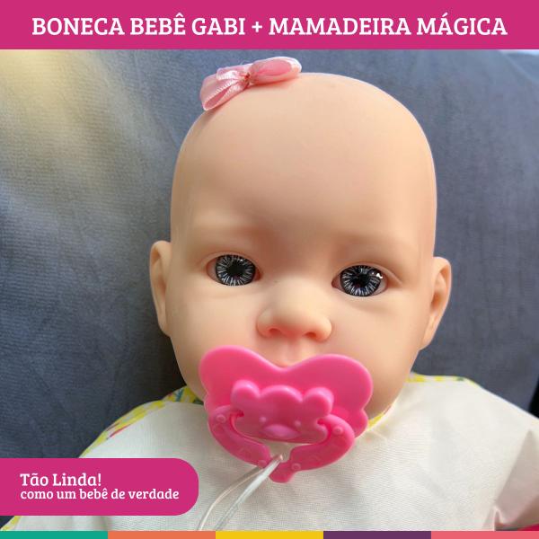 Imagem de Boneca Bebe Menina Realista Gabi Brinquedo Criança com Mamadeira