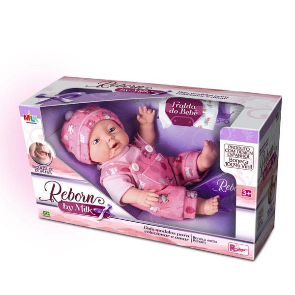 Imagem de Boneca Bebe Menina Reborn C/ Fralda Realista + Carrinho Rosa