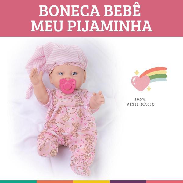 Imagem de Boneca Bebê Meu Pijaminha com Mamadeira e Chupeta Milk