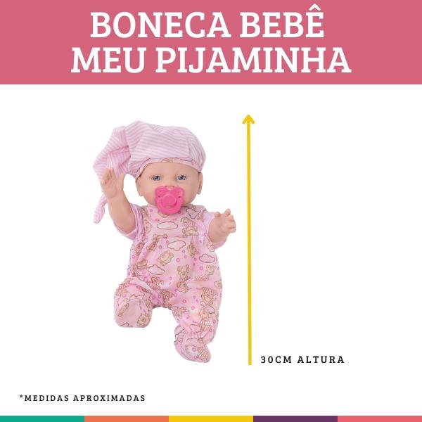 Imagem de Boneca Bebê Meu Pijaminha com Mamadeira e Chupeta Milk