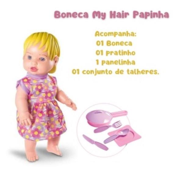 Imagem de Boneca Bebê My Hair Faz Xixi Papinha Comidinha e Mamadeira Mágica Brinquedo Menina Infantil