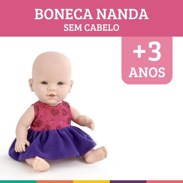 Imagem de Boneca Bebê Nanda sem Cabelo Fofa em Vinil Pupee