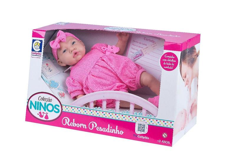 Imagem de Boneca Bebê Ninos Pesadinha Tipo Reborn Menina 44cm - Cotiplas