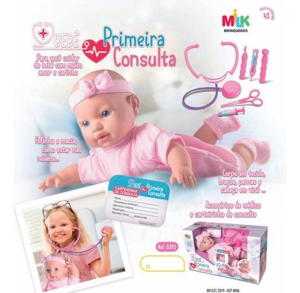 Imagem de Boneca Bebê Primeira Consulta Com Kit Médico 393 Milk