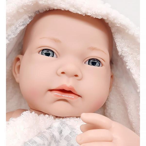 Imagem de Boneca Bebê Realista Baby So Lovely Grande 38cm com Toalha e Toca Cinza 209-3 - Dorémi