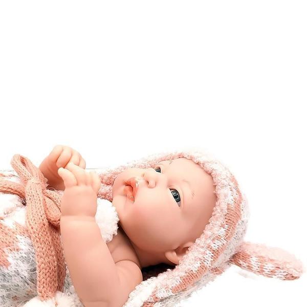 Imagem de Boneca Bebê Realista Baby So Lovely Médio 32Cm Manta Rosa