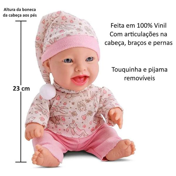 Imagem de Boneca Bebê Realista de Vinil Soninho Toca Pijama Estampados Bambola na Caixa Original