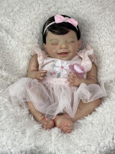 Imagem de Boneca Bebê Reborn Ana Dolls Branca 50 Cm Vinil Silicone