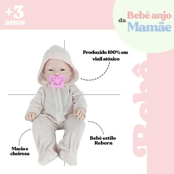 Imagem de Boneca Bebê Reborn Anjo Com Macacão E Acessórios