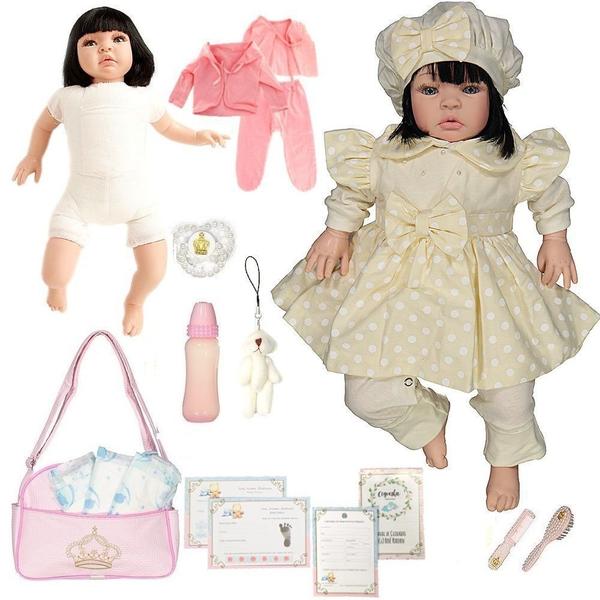 Imagem de Boneca Bebê Reborn Balone Caqui Cegonha Dolls Menina Morena