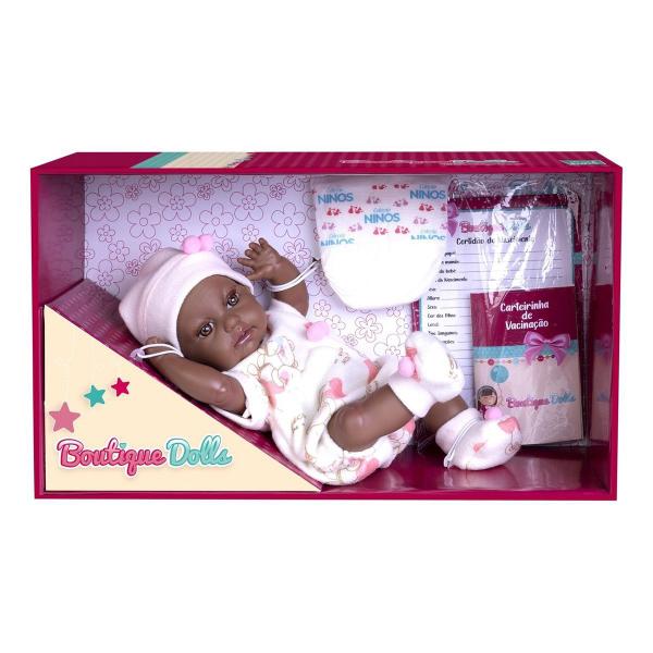 Imagem de Boneca Bebê Reborn Boutique Dolls Negra Com Acessórios Vinil