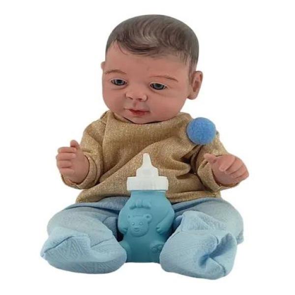 Imagem de Boneca Bebe Reborn Com Roupinha Azul + Banheira Para Banho