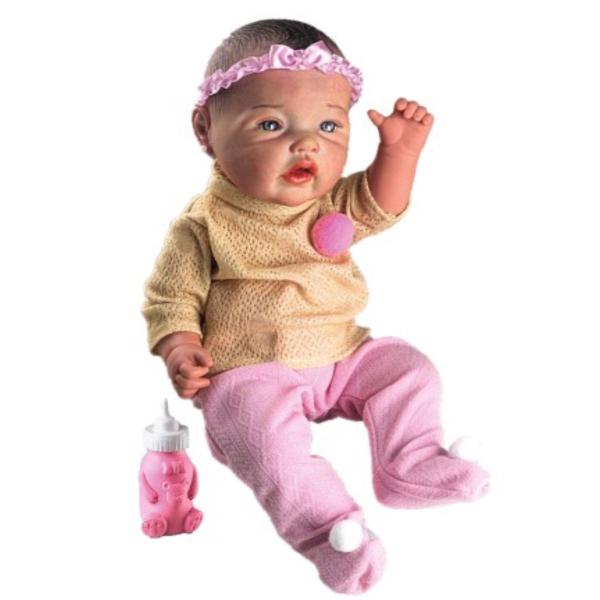 Imagem de Boneca Bebe Reborn Com Roupinha Rosa + Banheira Para Banho