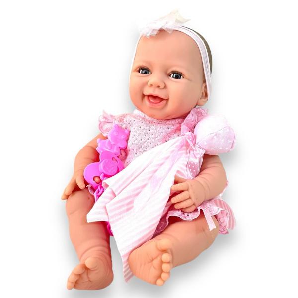 Imagem de Boneca Bebe Reborn de Silicone Dengo Com Acessórios Abre Os Olhos Brinquedo Meninas