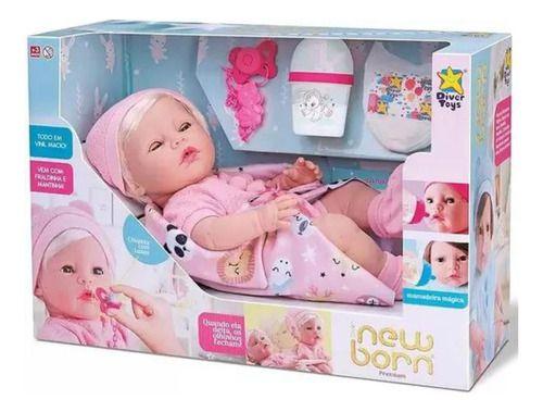 Imagem de Boneca Bebê Reborn Diver Premium Chupeta Led Olhos Mágicos