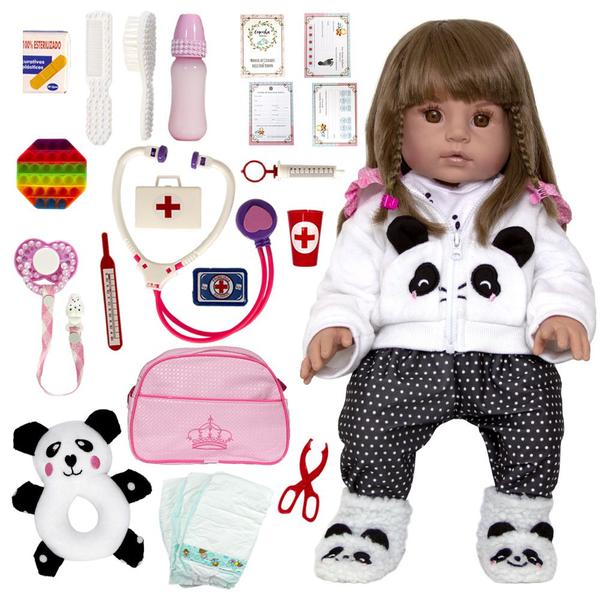 Imagem de Boneca Bebê Reborn Girafinha Panda Acessórios Magazine Luiza