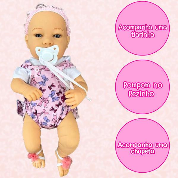 Imagem de Boneca Bebê Reborn Infantil Menina 40cm Em Vinil Articulada Com Acessórios Brinquedos Novabrink