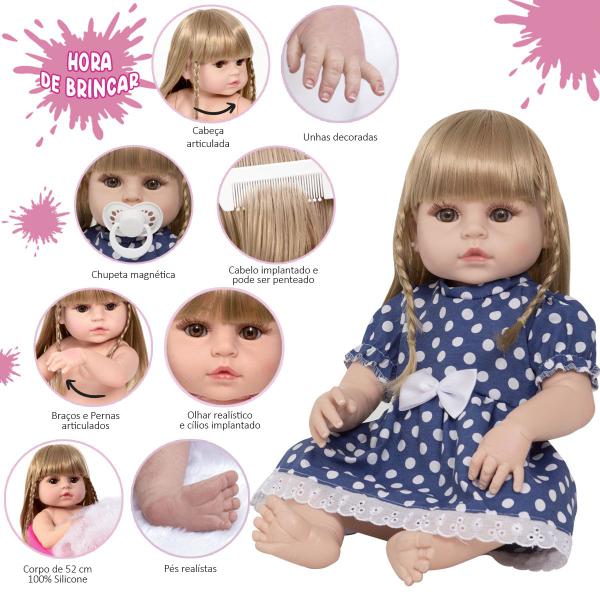 Imagem de Boneca Bebe Reborn Menina Loira Enxoval Completo Envio 24hrs