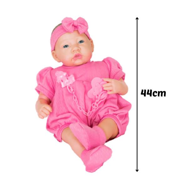 Imagem de Boneca Bebê Reborn Menina Pesadinho 44cm Baby Ninos Com Acessórios Vinil Articulada Cotiplás