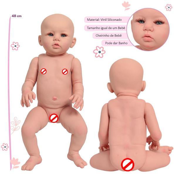 Imagem de Boneca Bebê Reborn Menina Recém Nascida 48cm Roupa Ursinho