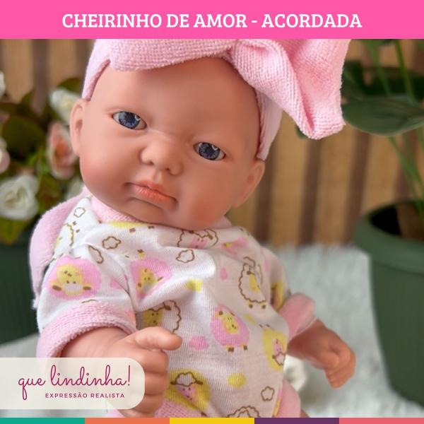 Imagem de Boneca Bebê Reborn Mini Cheirinho Amor Petit Dormindo 23 Cm