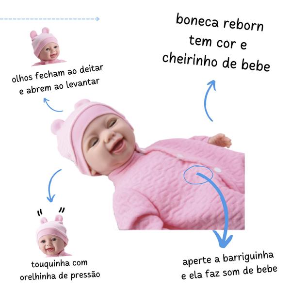 Imagem de Boneca bebe reborn realista bb que fala faz sons de bebe abre e fecha os olhos moveis bonequinha