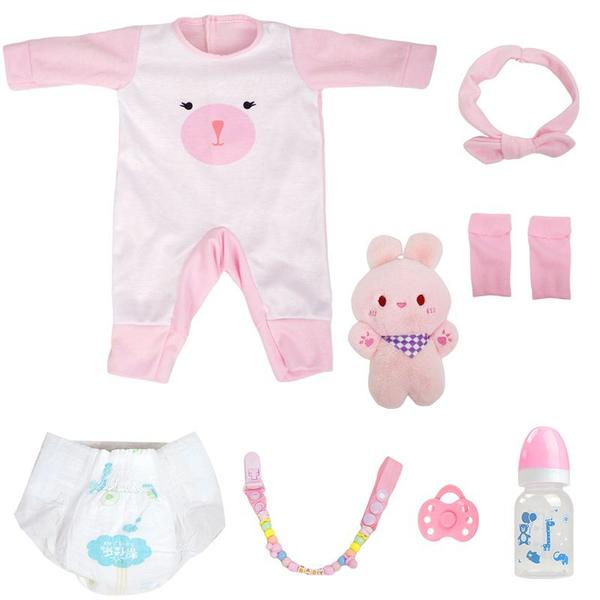 Imagem de Boneca Bebê Reborn Realista Brastoy Silicone Conjunto de Roupa Chupeta Mamadeira e Pelúcia Pode Dar Banho Roupa 