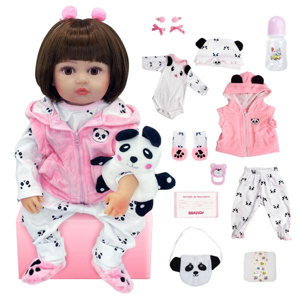 Boneca Bebê Reborn Realista Brastoy Silicone Conjunto de Roupa Chupeta Mamadeira e Pelúcia Imagem de Boneca Bebê Reborn Realista Brastoy Silicone Conjunto de Roupa Chupeta Mamadeira e Pelúcia
