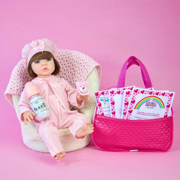 Imagem de Boneca Bebê Reborn Realista Com Bolsa Silicone Pode Dar Banho Pronta Entrega