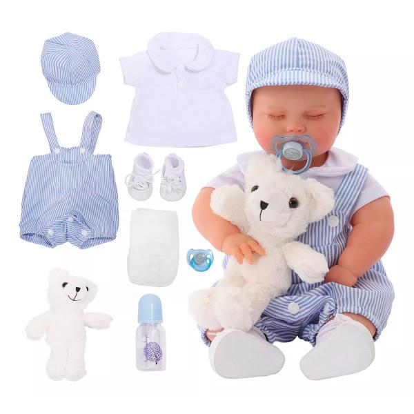 Imagem de Boneca Bebê Reborn Realista Lançamento Brastoy 100% Silicone Kit Conjunto de Roupa Chupeta Mamadeira e Pelúcia Menino ou Menina