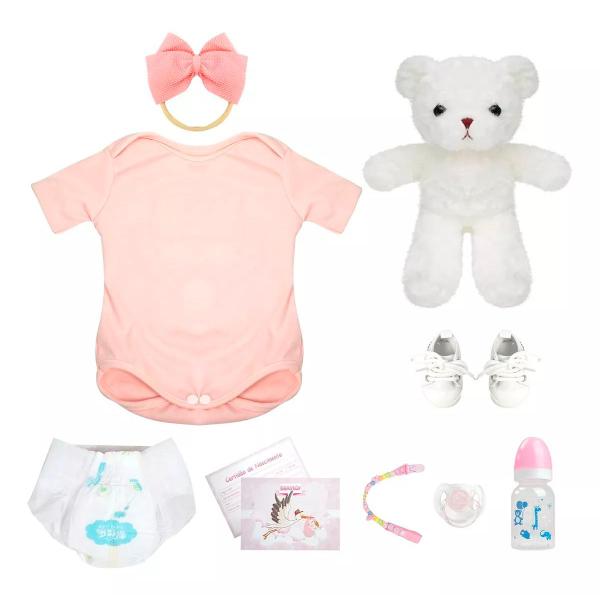 Imagem de Boneca Bebê Reborn Realista Lançamento Brastoy 100% Silicone Kit Conjunto de Roupa Chupeta Mamadeira e Pelúcia Menino ou Menina