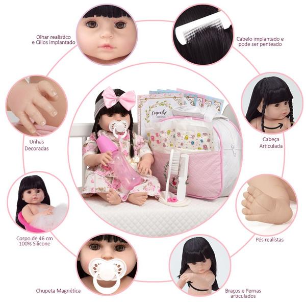 Boneca Bebê Reborn Realista Vários Itens E Bolsa Maternidade - Cegonha Reborn Dolls Imagem de Boneca Bebê Reborn Realista Vários Itens E Bolsa Maternidade